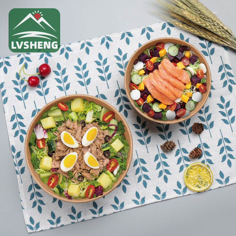 Restaurant miljøvennlig biologisk nedbrytbar komposterbar kraftpapirskål fra Lvsheng Factory